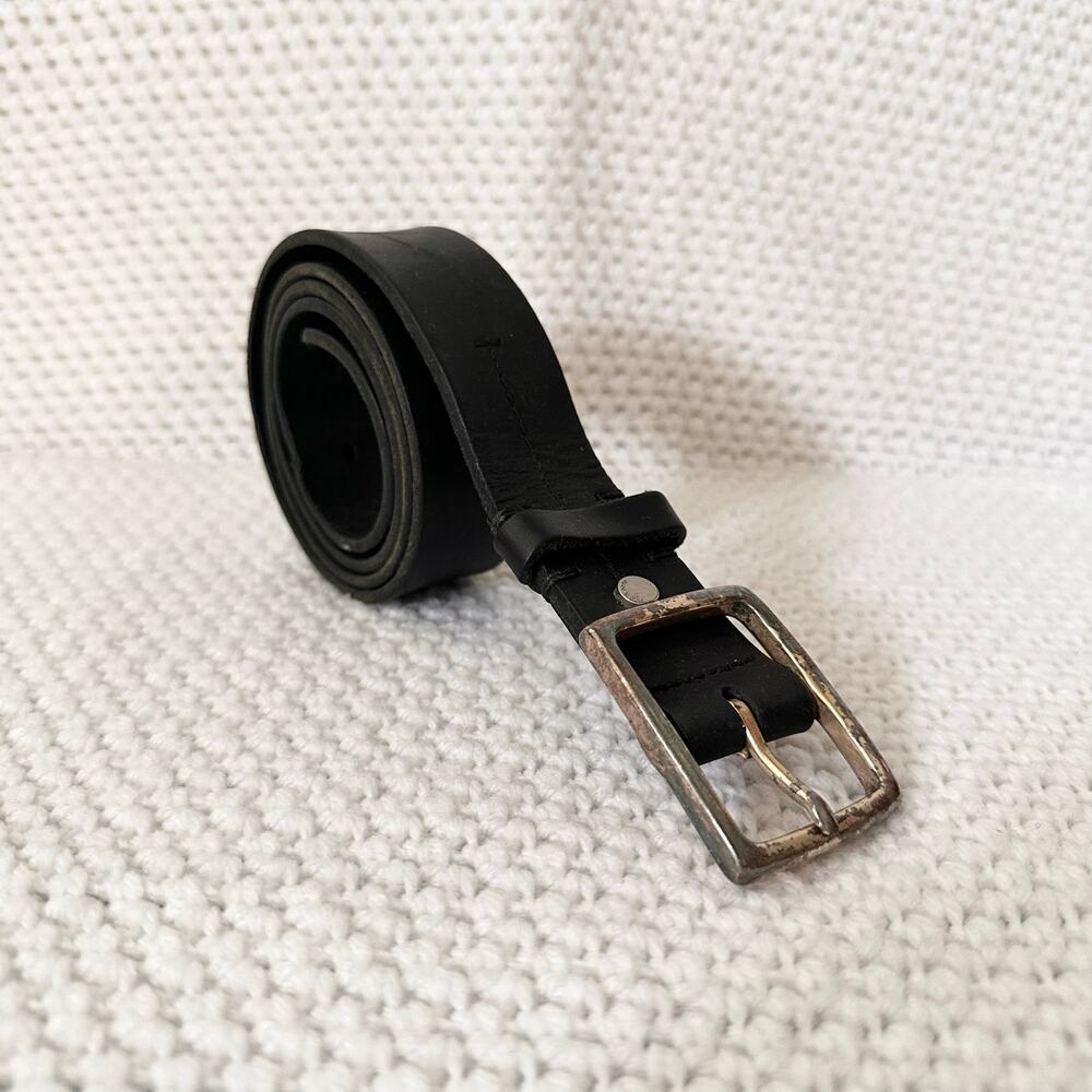 Rag & Bone Black Leather Essential Classic Rugged Belt Silver Buckle Size 34
